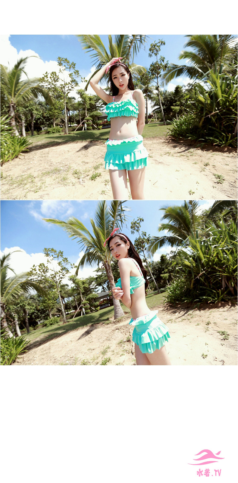 レデイースの分離スカートに水着三点セット可愛いyongyi2014レデイース用韓国温泉水着