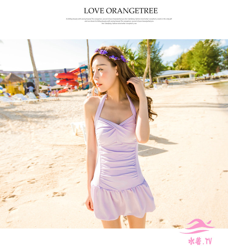 女2014新品水着袖山着やせセクシー・ワンピース裙式の温泉水着女