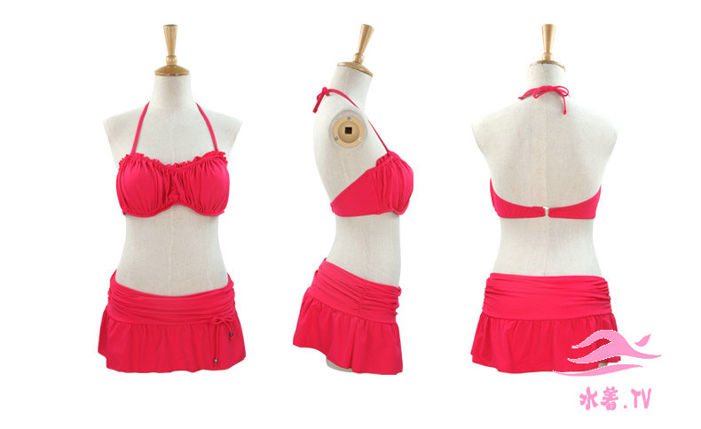 2014新品の裳裾式ビキニ　ワイヤー入り二点セット小さな胸を水着韓国温泉水着