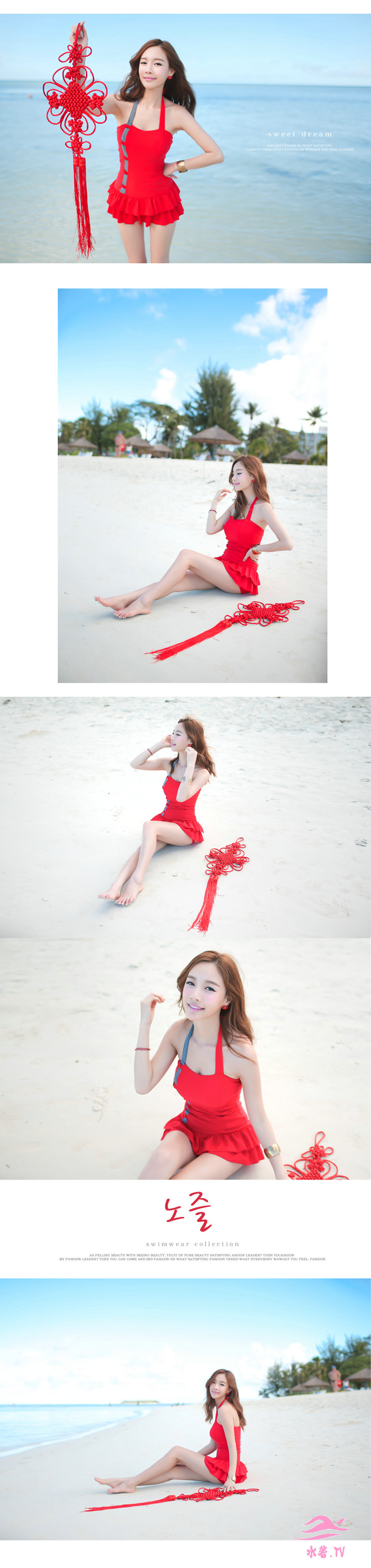 水着女2014体型カバーやせ赤い小さな胸を一緒に束ね裙式ワンピース温泉もの