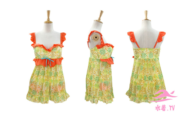 2014新品田園風バラバラな花模様裙式の分離かわいい甘い温泉もの