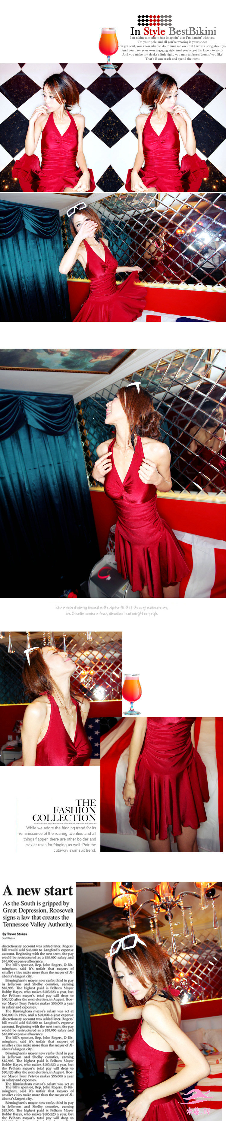 水着女2014新品のセクシー純粋な色バストを小さな胸を一緒に束ねワンピース裙型水着