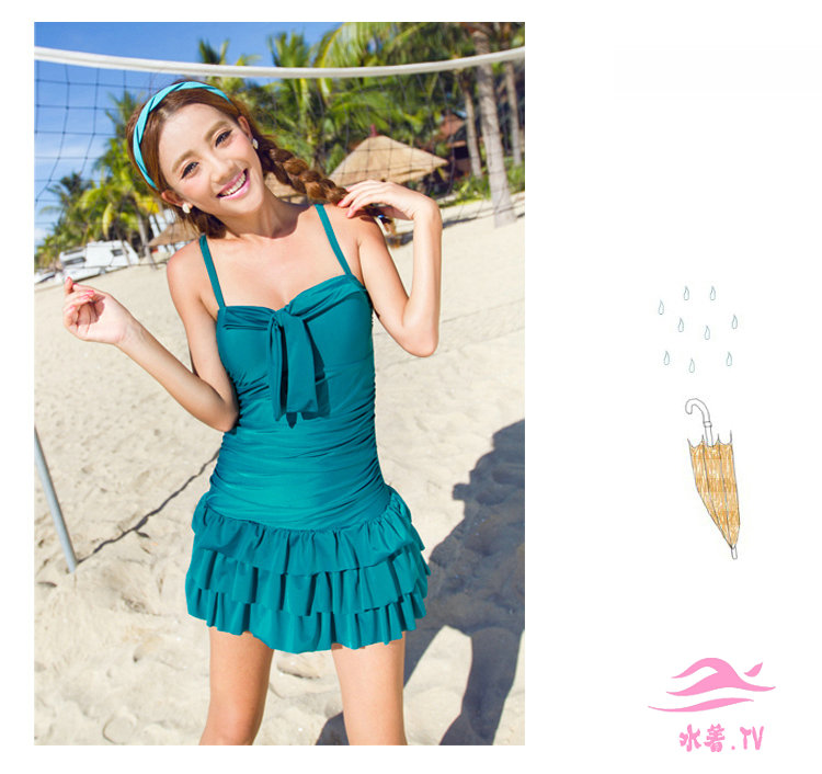水着2014新品シンプル純粋な色ワンピース裙式のもの